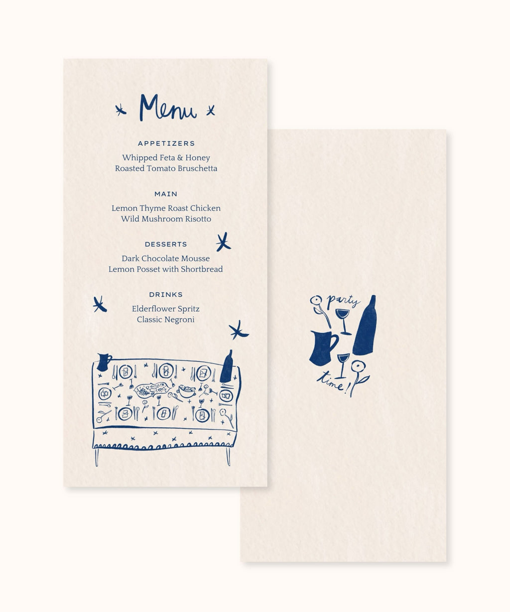 Menu Template | Dinner Party | Tall Menu (10x21cm)