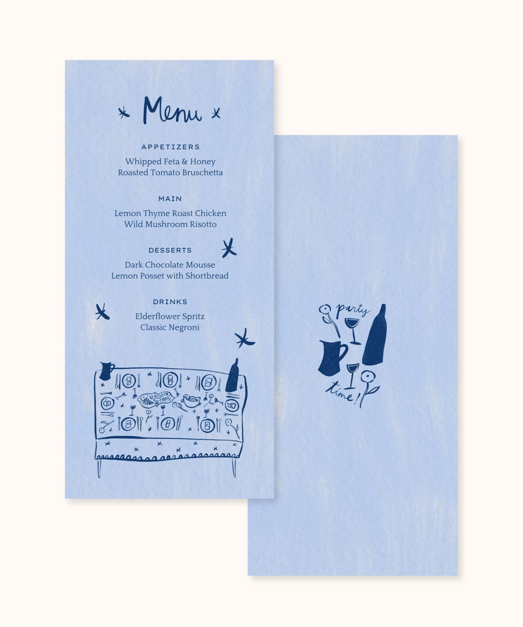 Menu Template | Dinner Party | Tall Menu (10x21cm)